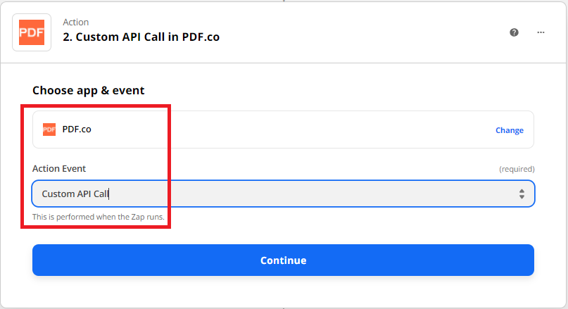 Select PDF.co App And Make An API Call