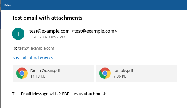 Screenshot of Sample Email with attachments