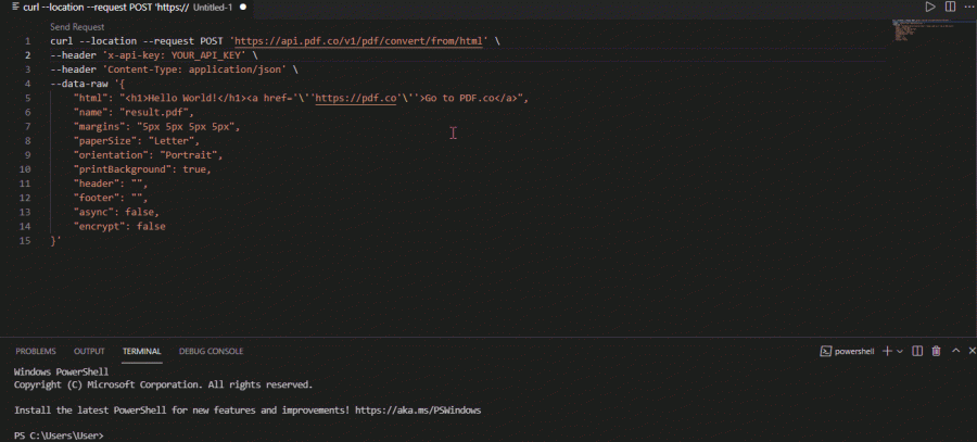 Raw HTML To PDF Input And Output