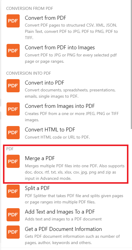 Merge a PDF