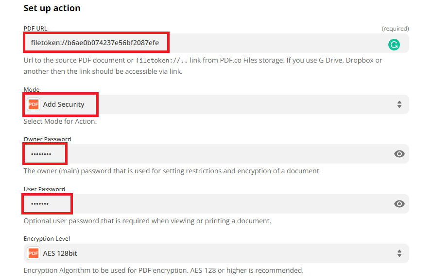 Configure The PDF Security