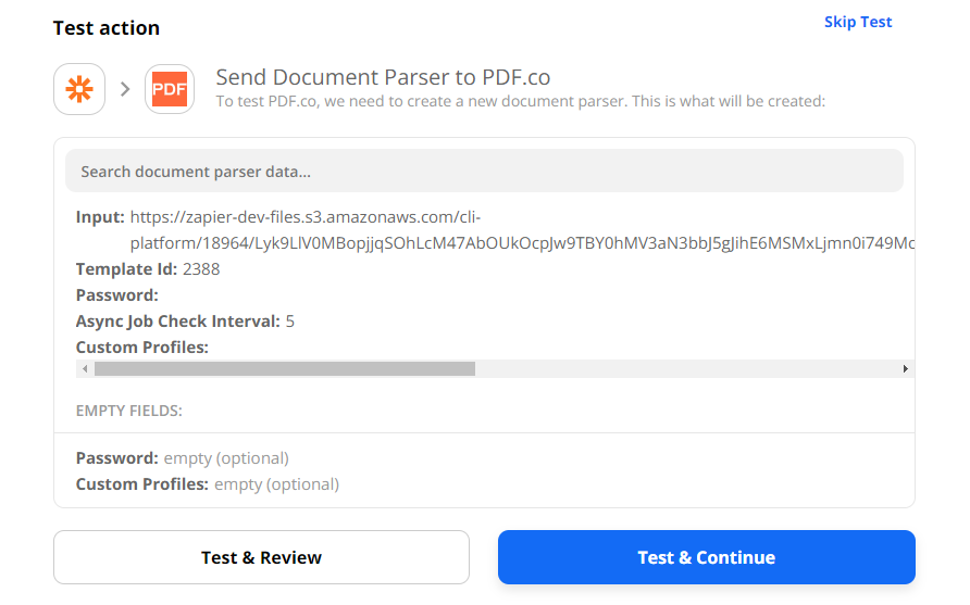 Test Document Parser Setup
