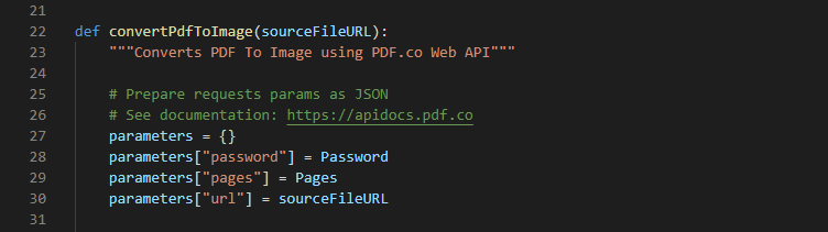 Setup parameters