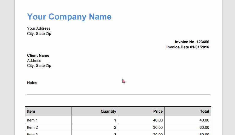 Sample PDF Invoice And Excel Output