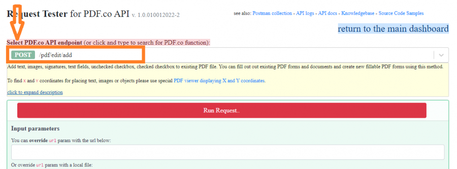 Select PDF.co API Endpoint