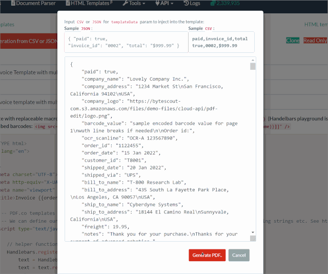 advanced html template with demo added