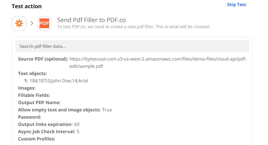 Test PDF.co's PDF Filler