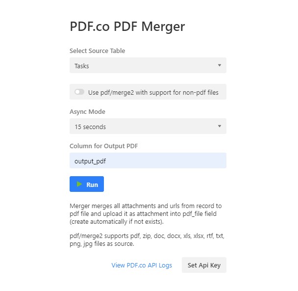 Use PDF.co PDF Merger for Airtable