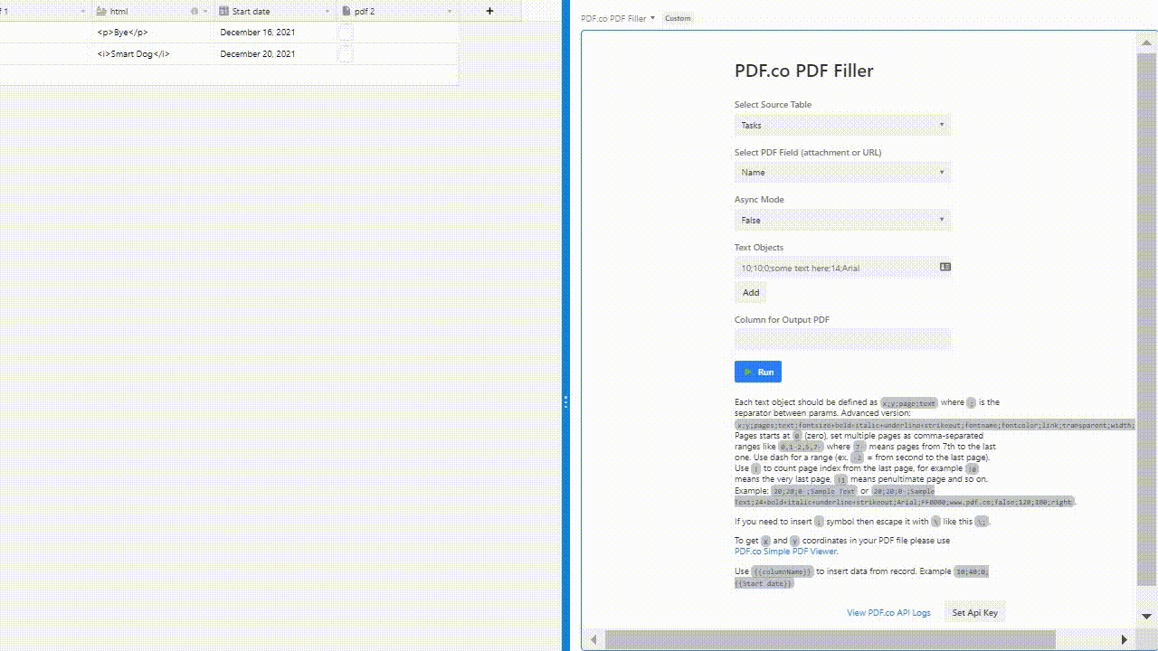 PDF Filler Block in Airtable Application