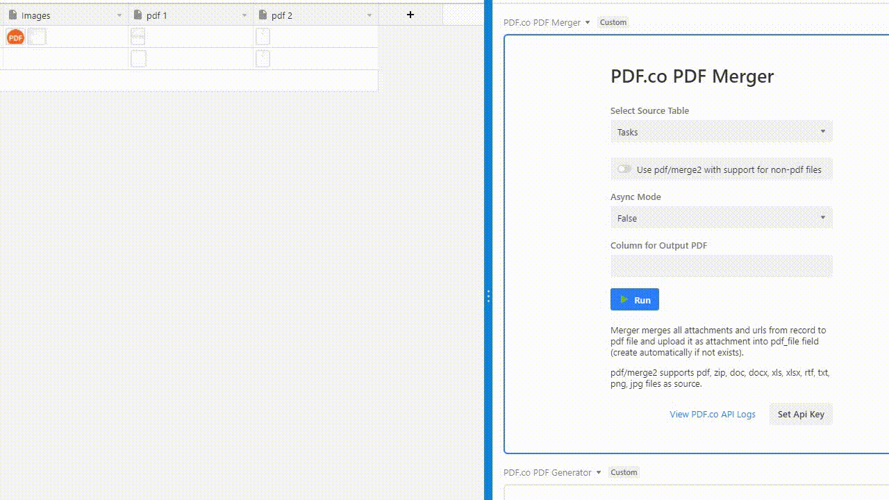 PDF Merger Block in Airtable Application