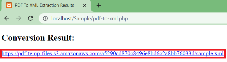 XML Output URL