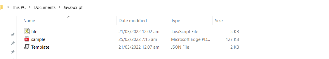 JavaScript File Folder