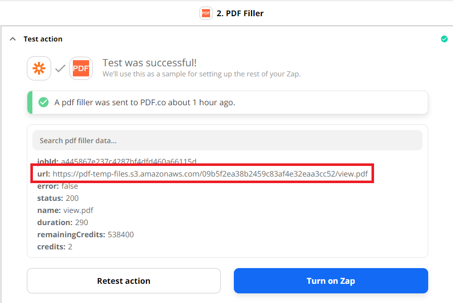 PDF Filler Output URL
