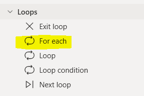 For Each Loop