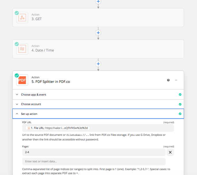 zapier project screenshot adding a pdf filler step