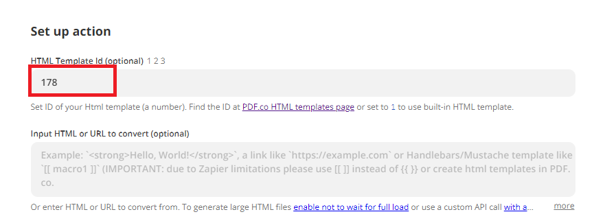 Set HTML Template ID
