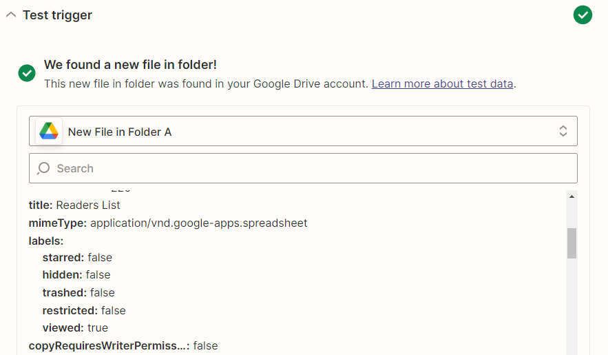 Google Drive Returned File
