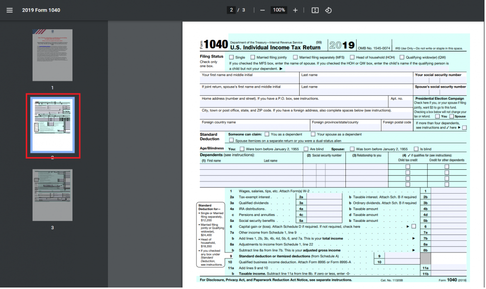 Sample Fillable Form