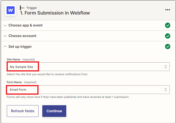 Submission Form in Webflow