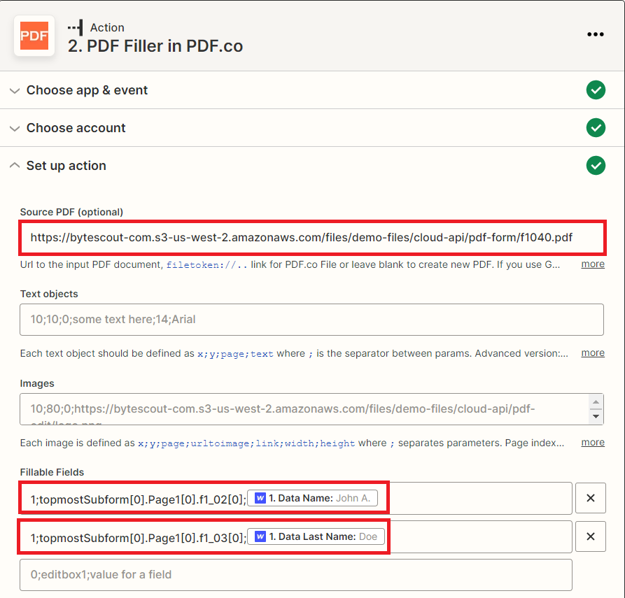 PDF Filler Configuration