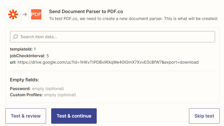 Test PDF.co Document Parser