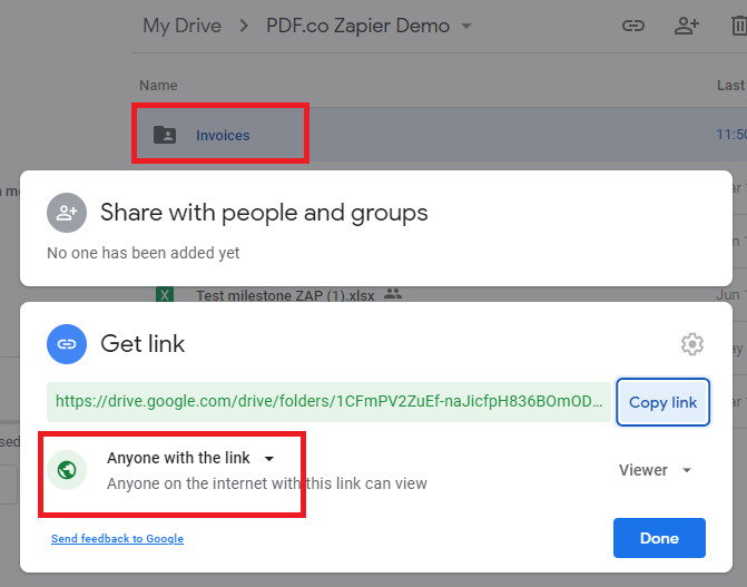Google Drive Folder Share Setting