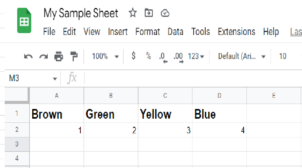 Sample Google Sheet Data