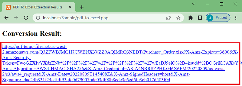 XLSX Output