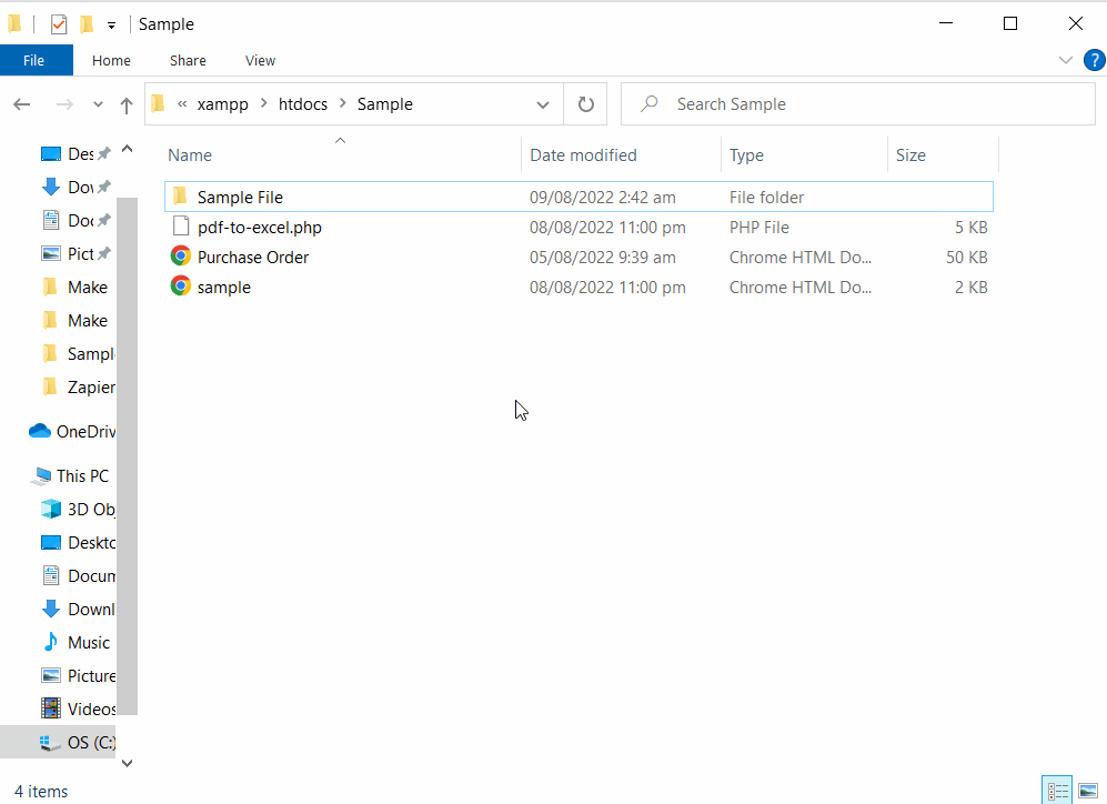 Purchase Order to XLSX Demo