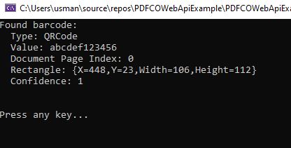 Output for QR Code Reading