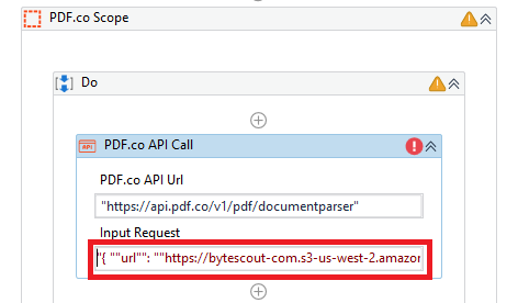Enter Document Parser Input JSON