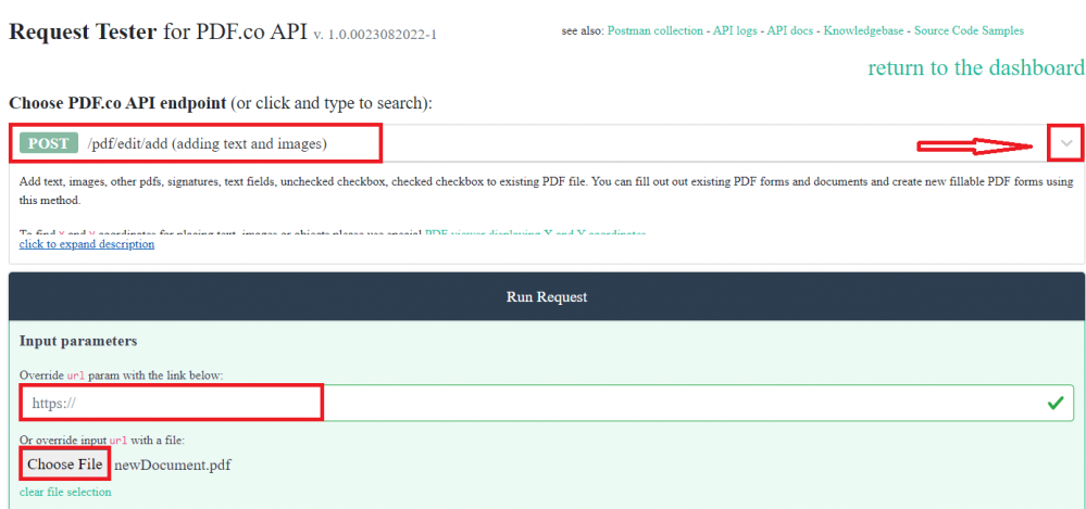 Request Tester for PDF.co API