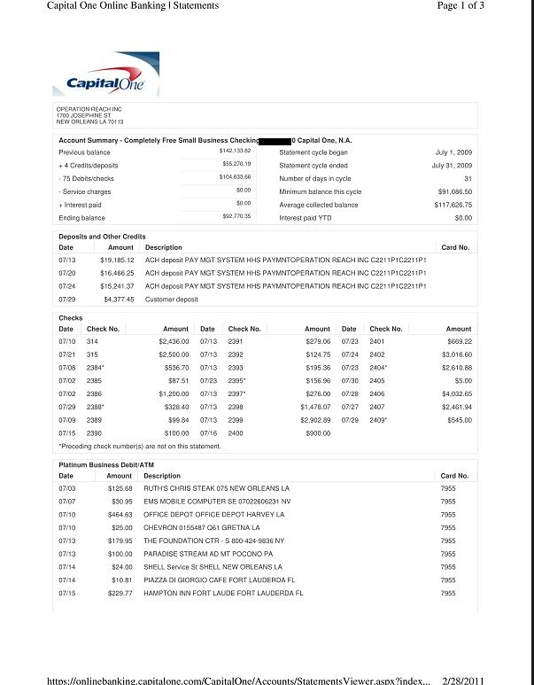 Sample Capital One Bank Statements