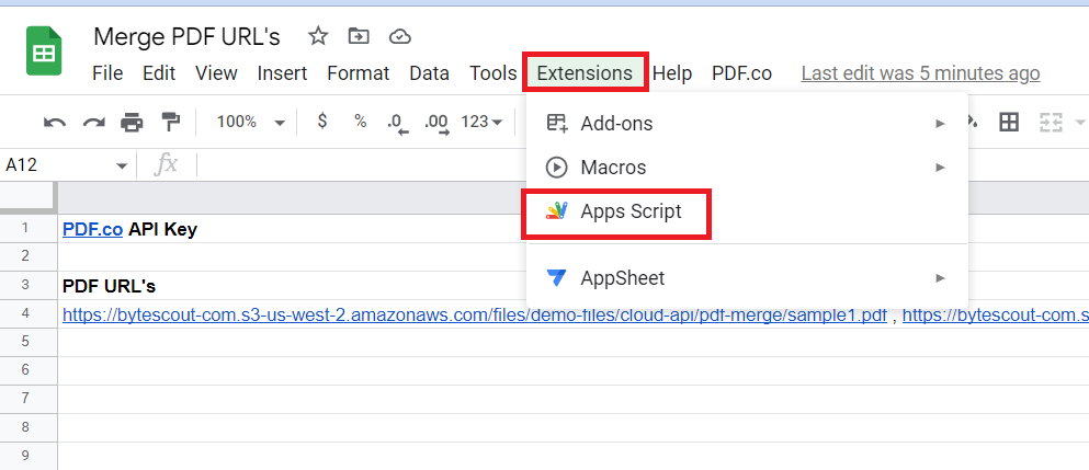 Add Google App Script Extensions