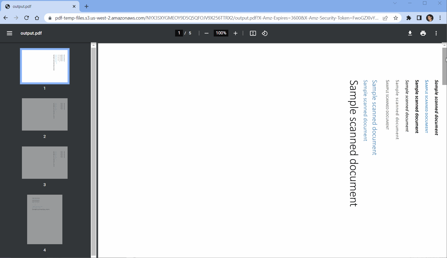 Rotated PDF Pages Output
