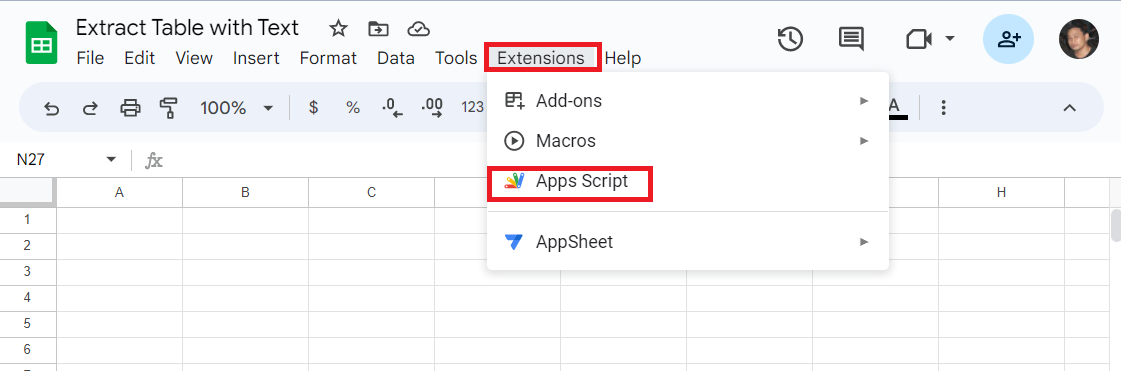 Apps Script Extensions