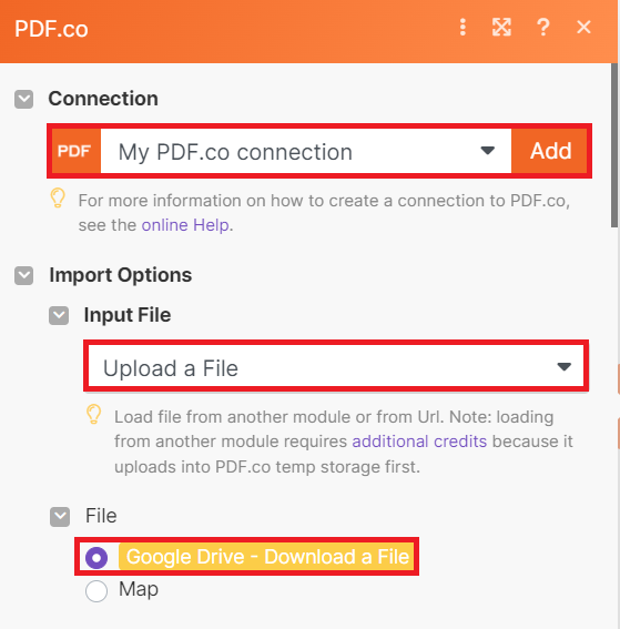 PDF.co Connection