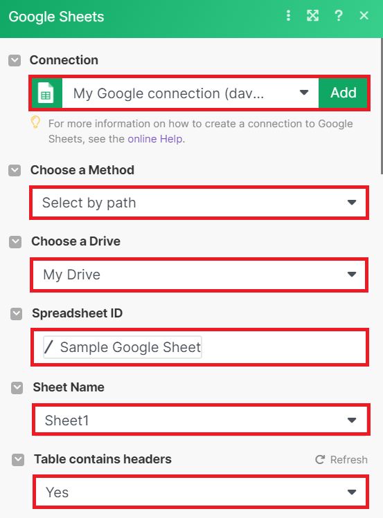 Setup Google Sheets Configuration