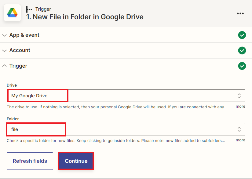 My Google Drive and Folder Name