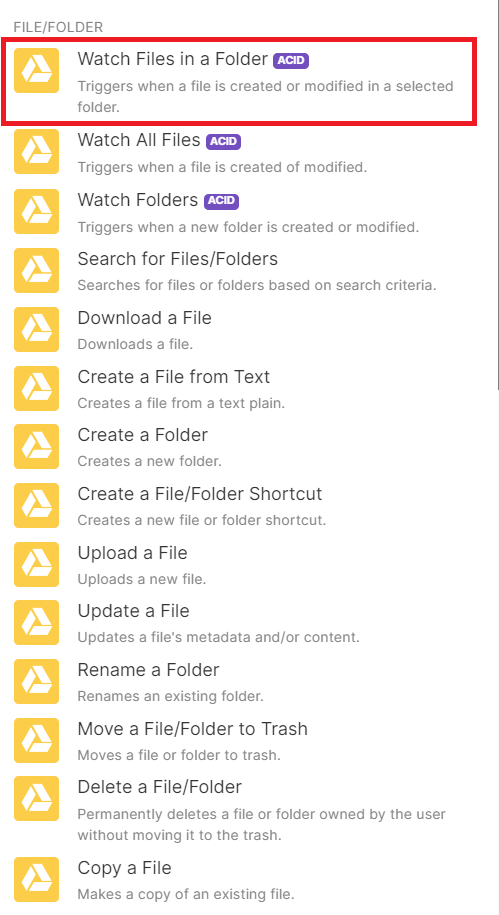 Google Drive and Watch File in Folder