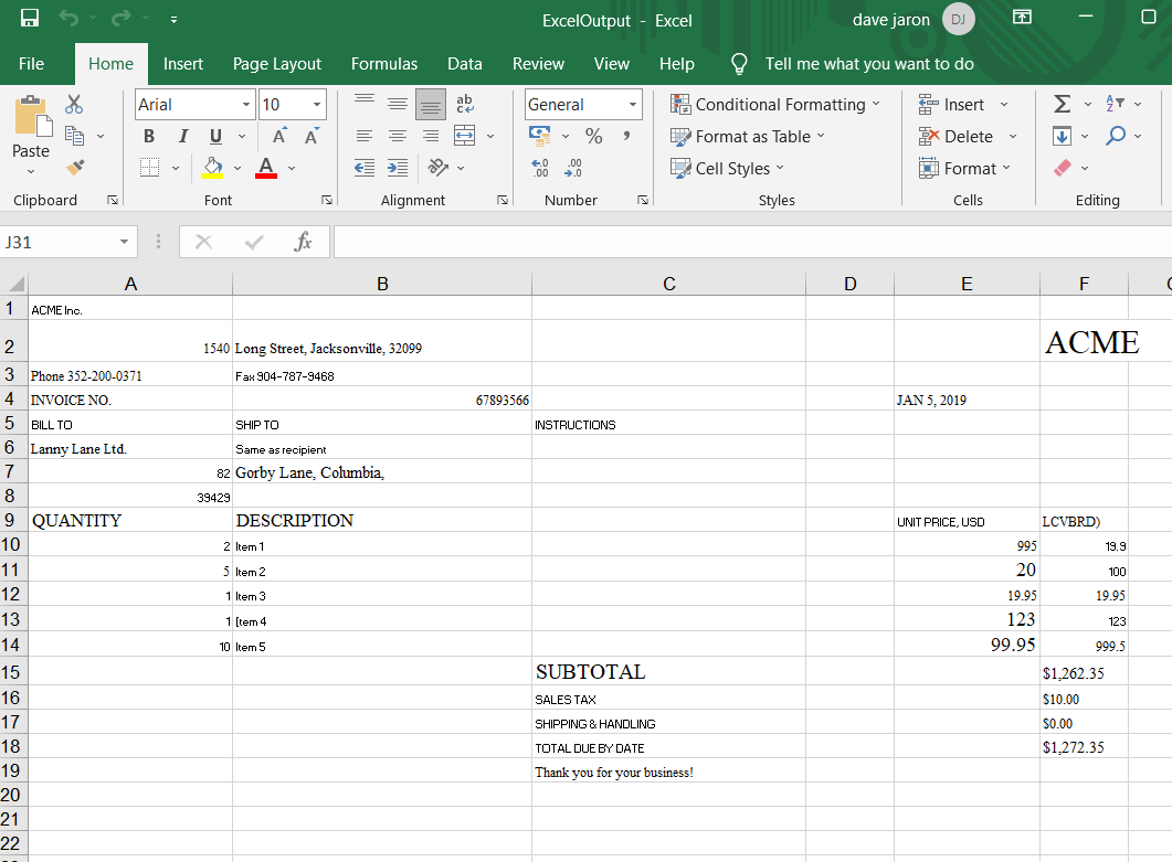 Scanned PDF to Excel Output