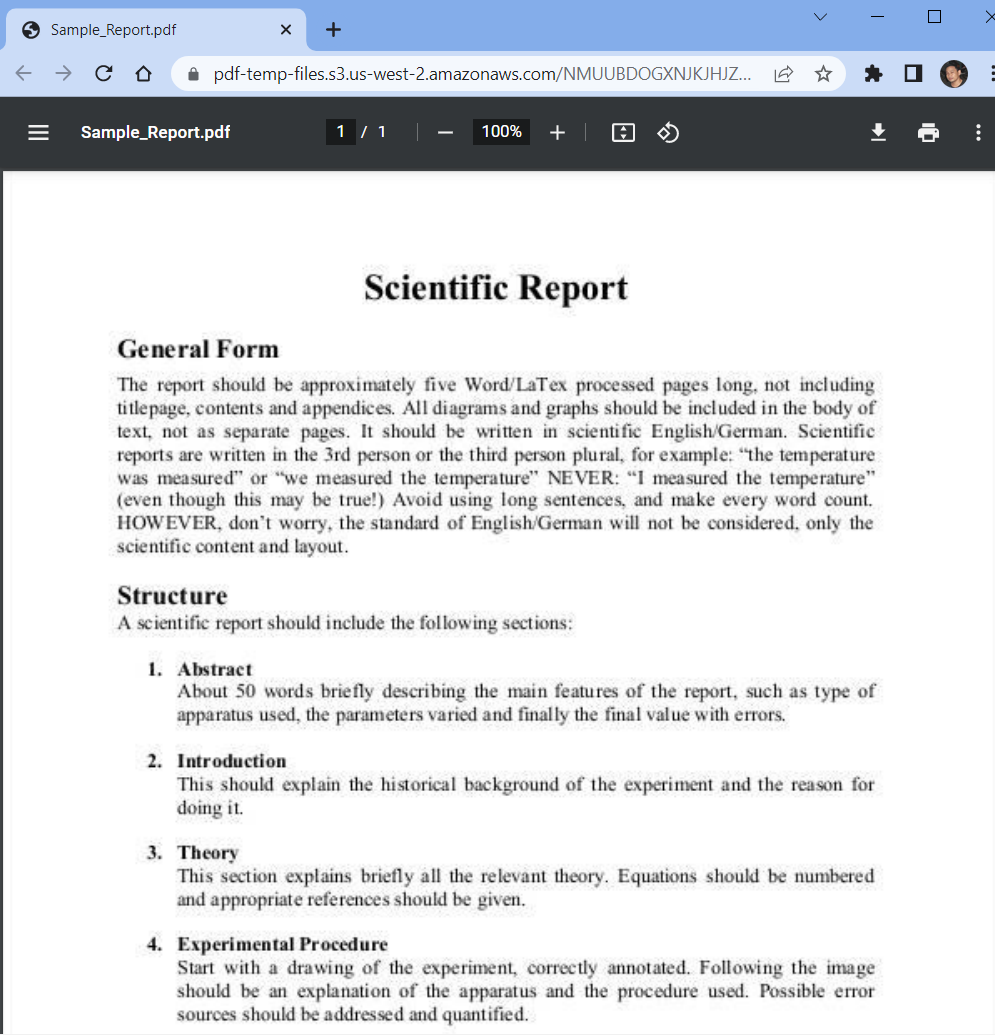 Sample PDF Reports