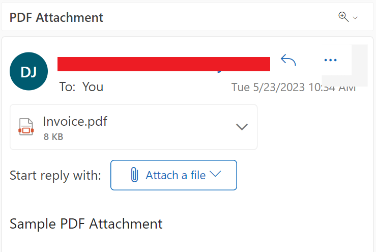 Sample Outlook Email with PDF Attachment