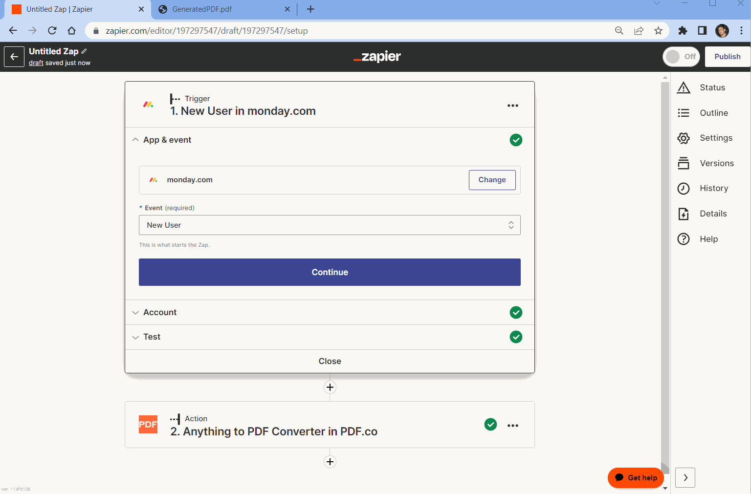 Monday.com PDF Report Generation Workflow