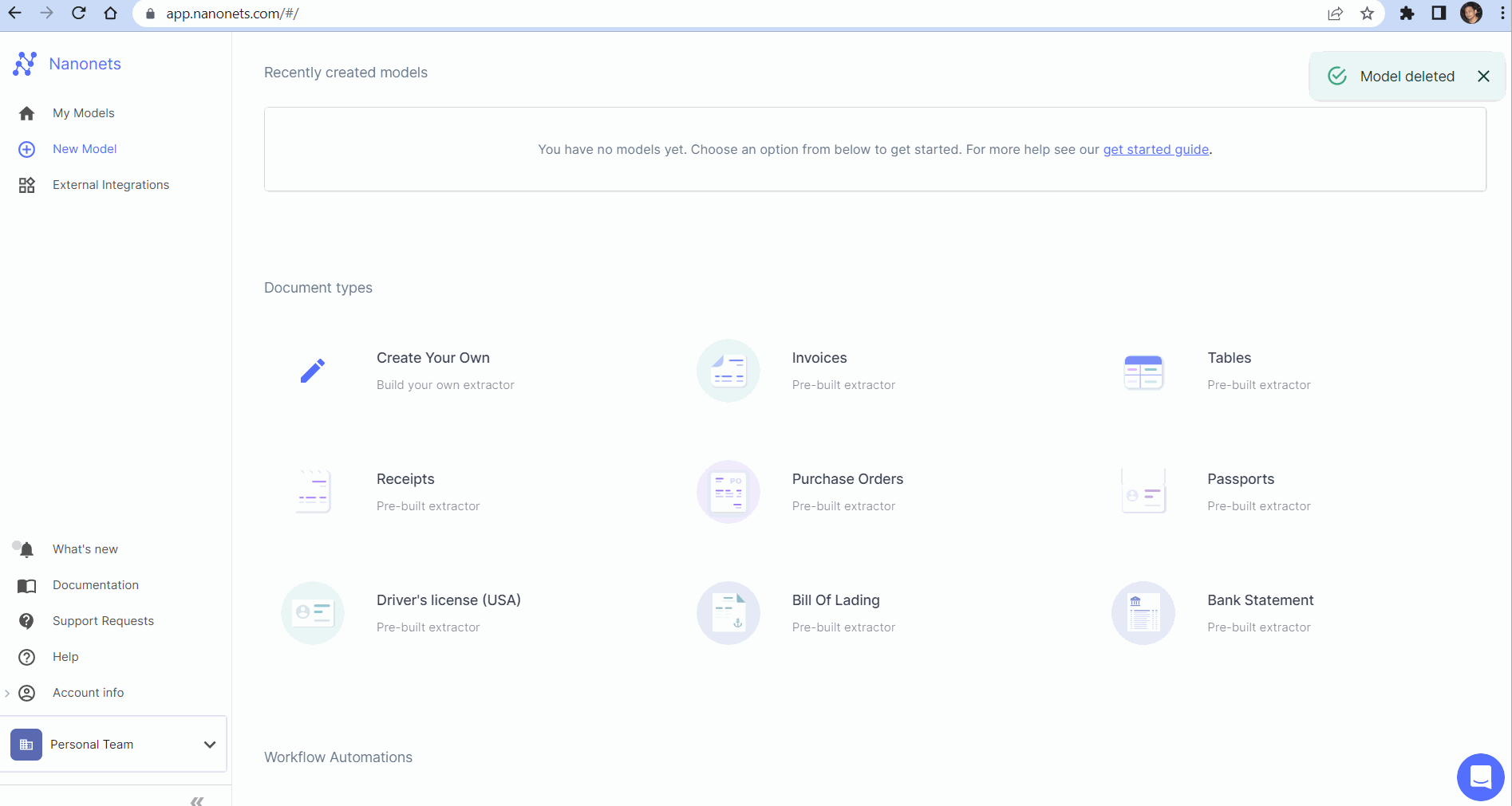 Nanonets Table Extraction Workflow