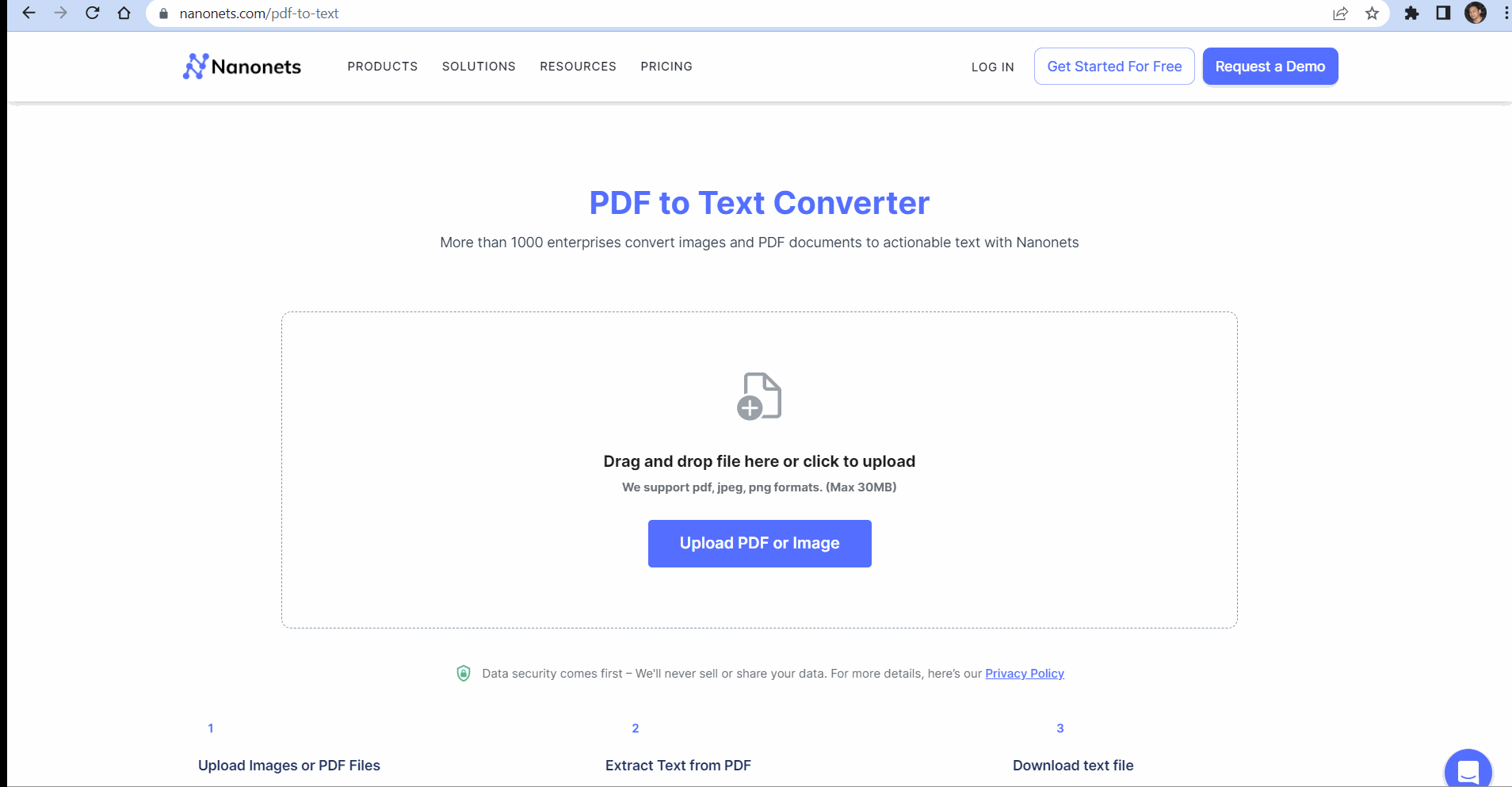 Nanonets PDF to Text Conversion Workflow