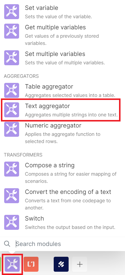 Add Text Aggregator Tools
