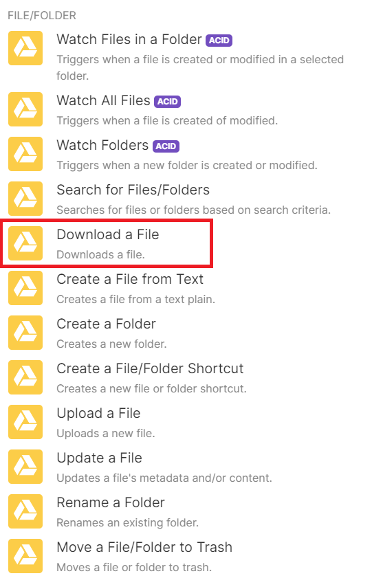 Google Drive and Download a File