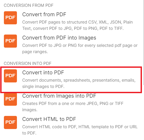 Add PDF.co and Convert into PDF Module