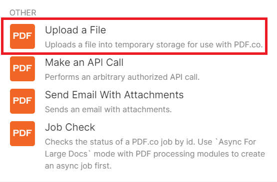 Add PDF.co Upload a File